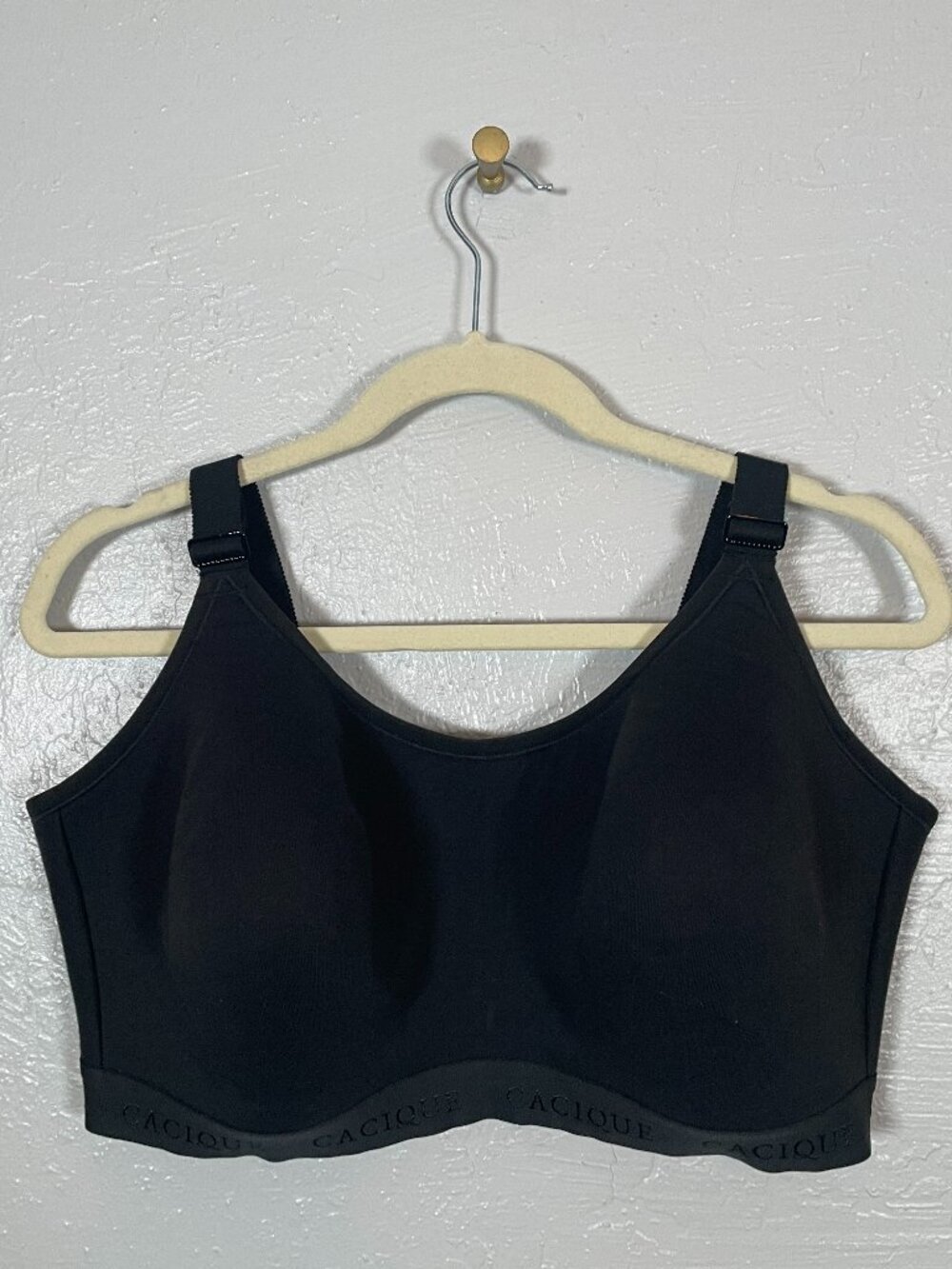 Cacique Women Plus Size 42DDD Black Cotton Lightly Lined Scoop Bra No Wire